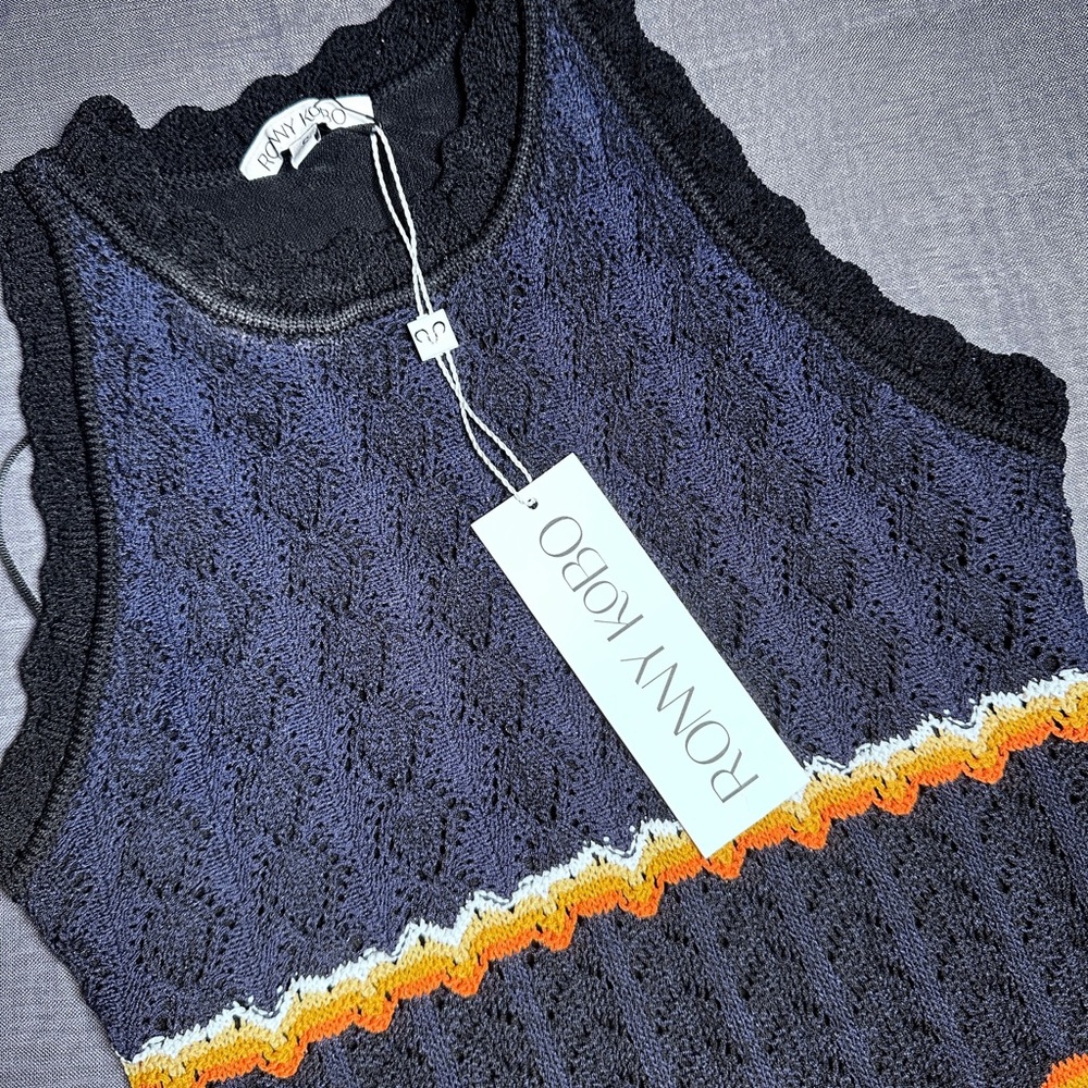 Torn by Ronny Kobo Black and Orange Midi Dress